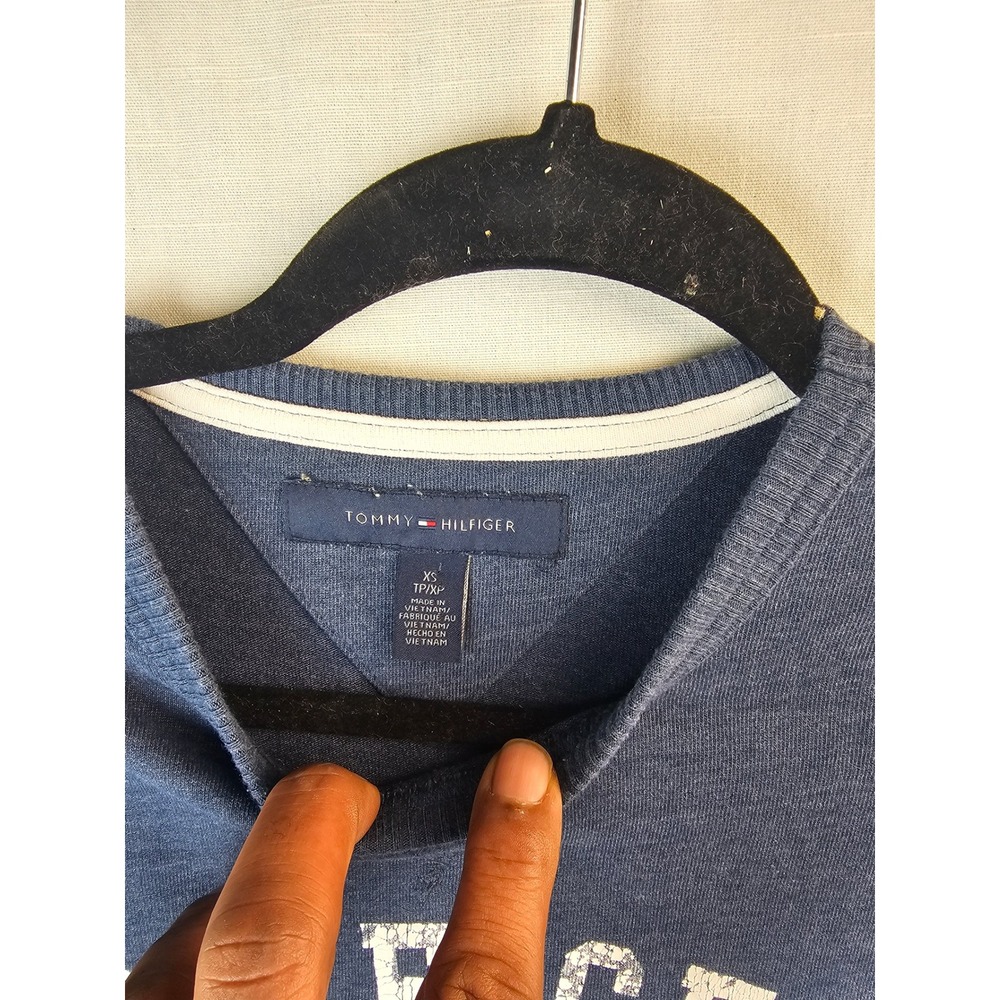 Tommy Hilfiger Mens XS Blue Athl Dept Graphic Long Sleeve Crew Neck Shirt - Picture 4 of 11